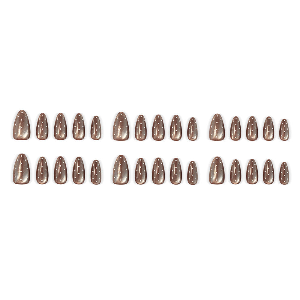 Caramel chocolate polka dot nails