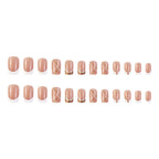 24pcs French-style Short Square nail tips with Gold-rimmed