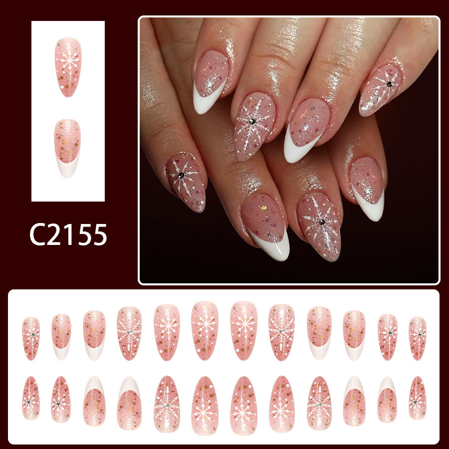 French snowflake glitter nails