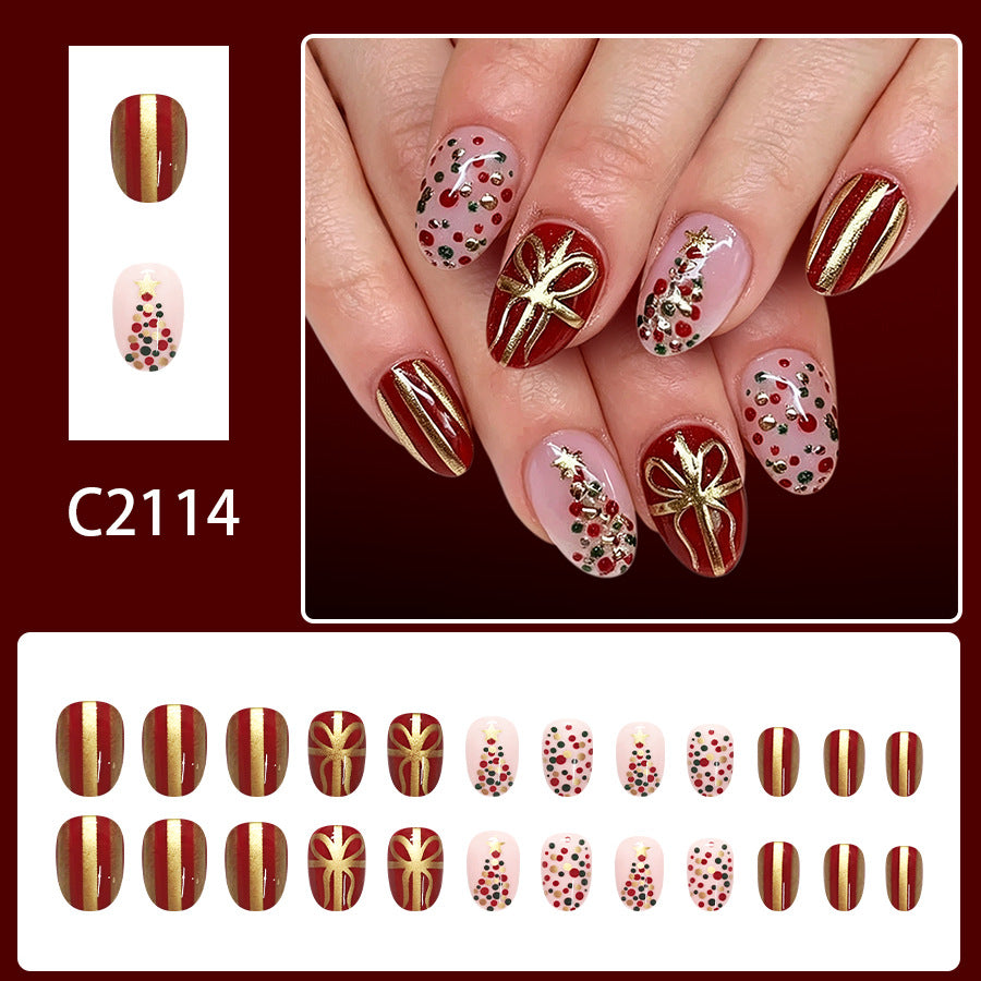 Christmas tree polka dot nails