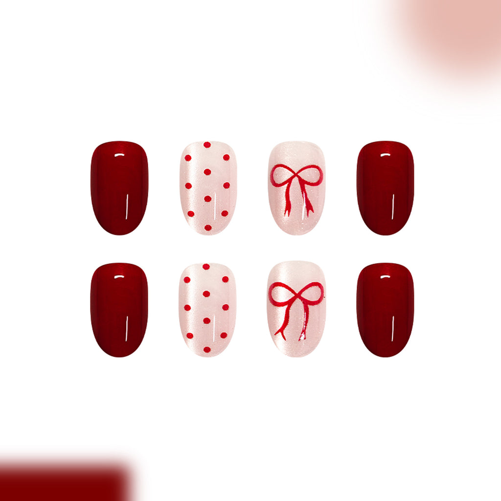 Valentine's Day bow nails