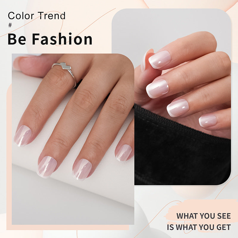 24pcs French-style short press-on nails