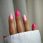 24pcs Pink heart-shaped dotted Almond Nails