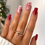 Wine-red snowflake nails
