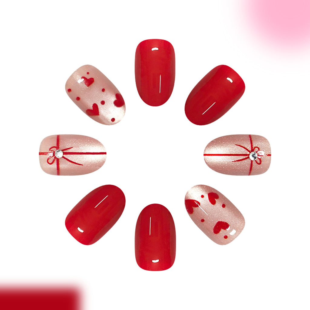 Heart-shaped ribbon nails