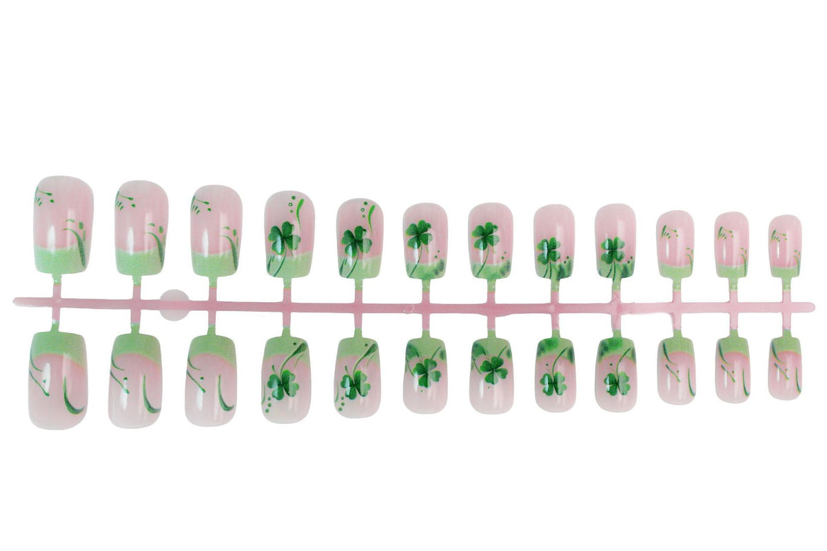 24pcs St. Patrick's Day Four-leaf clover Green Lucky Nails