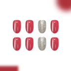 Peach-colored cat's eye nails