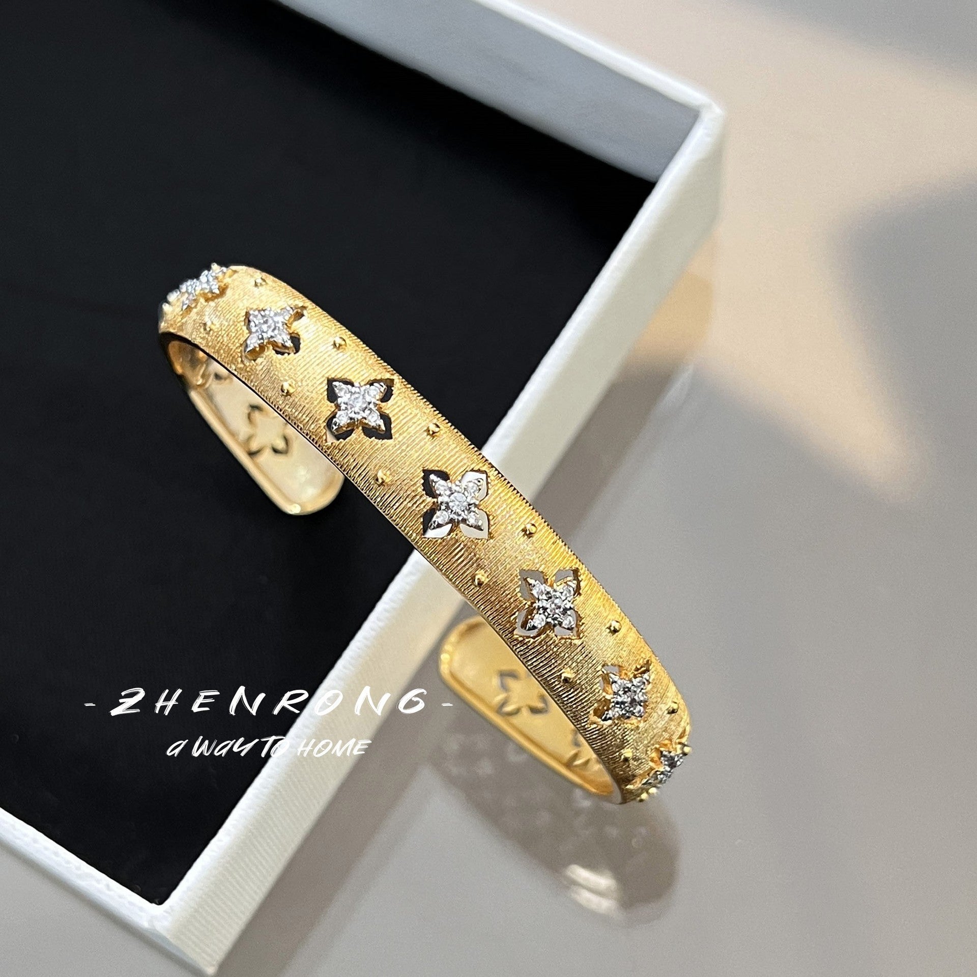 Two-color gold craftsmanship fabric finger ring, genuine gold electroplated earrings, necklace, bracelet, for women