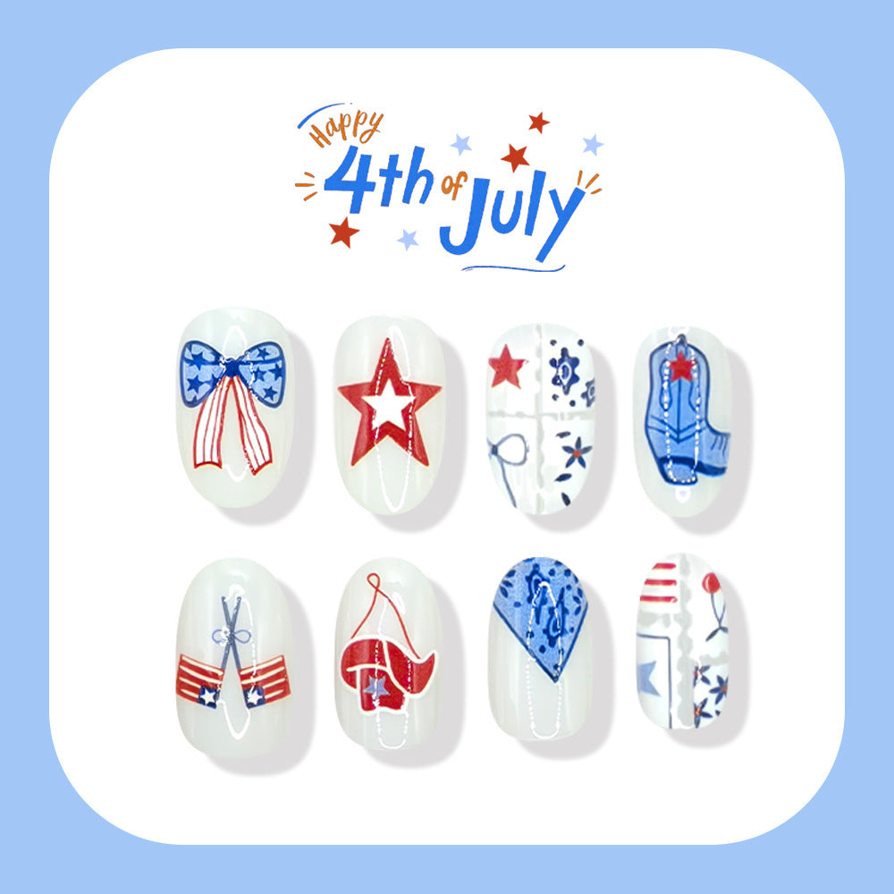 American Independence Day Western Cowboy Star Butterfly Knot Flag nails
