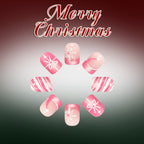 24pcs Short Square Powder Christmas Stripe Nails