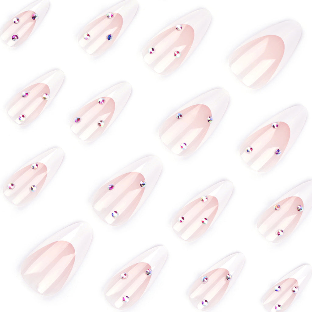 Sparkling diamond French nails