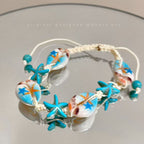 Beach vacation natural style starfish and shell bracelet