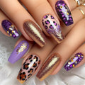 Gold powder leopard print nails