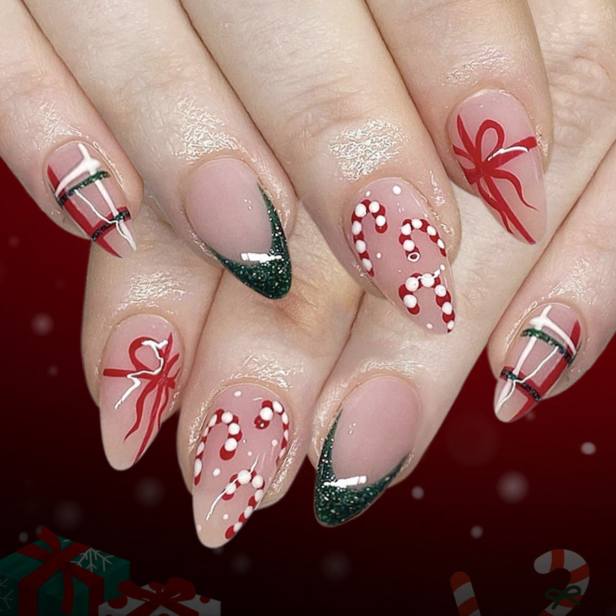 French glitter checkered nails