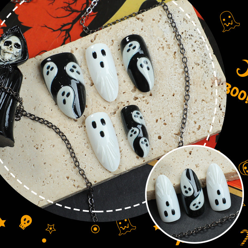 Black and white ghost nails