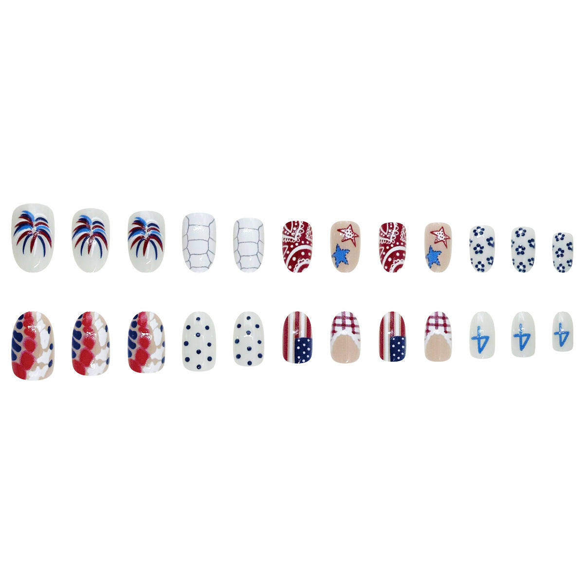 American Flag Polka Dot Independence Day Nails