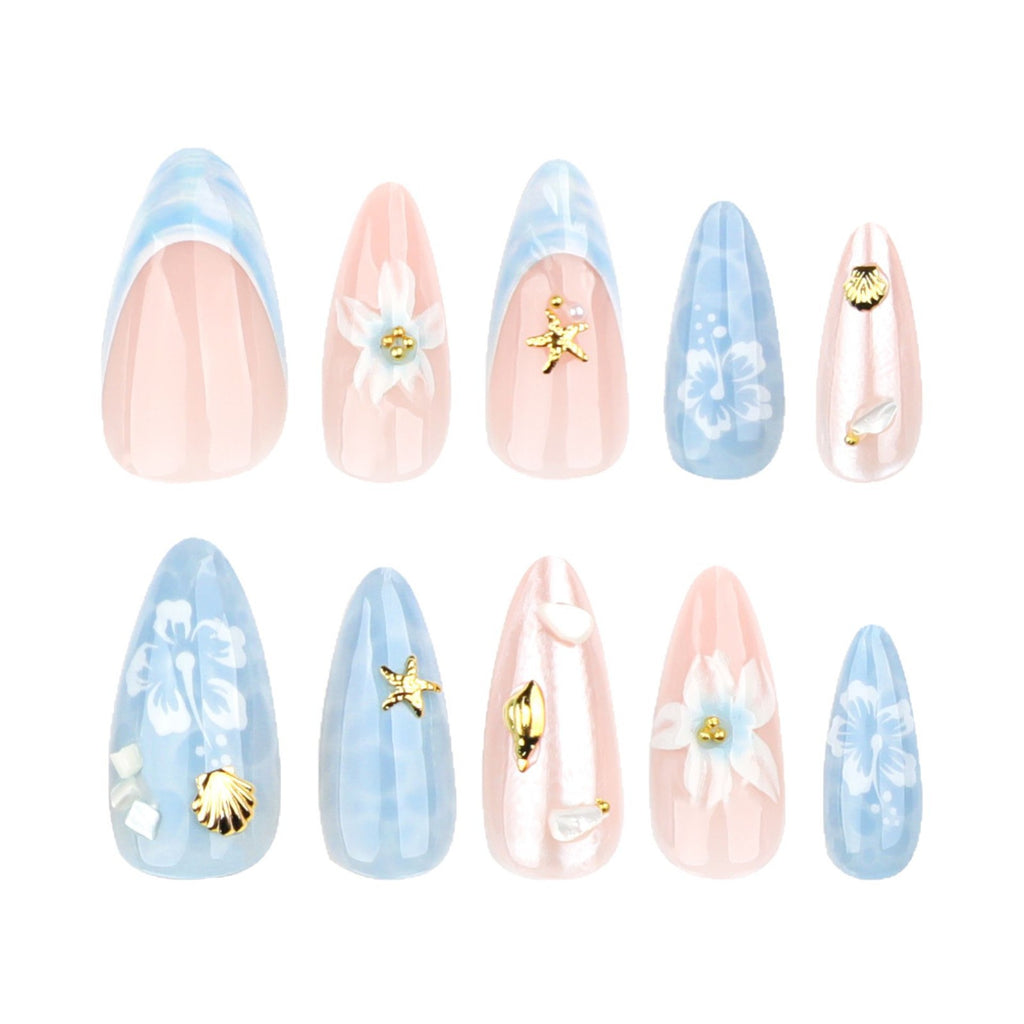Blue beach nails