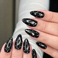 Dark night polka dots nails