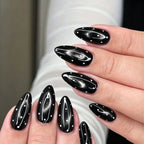 Dark night polka dots nails