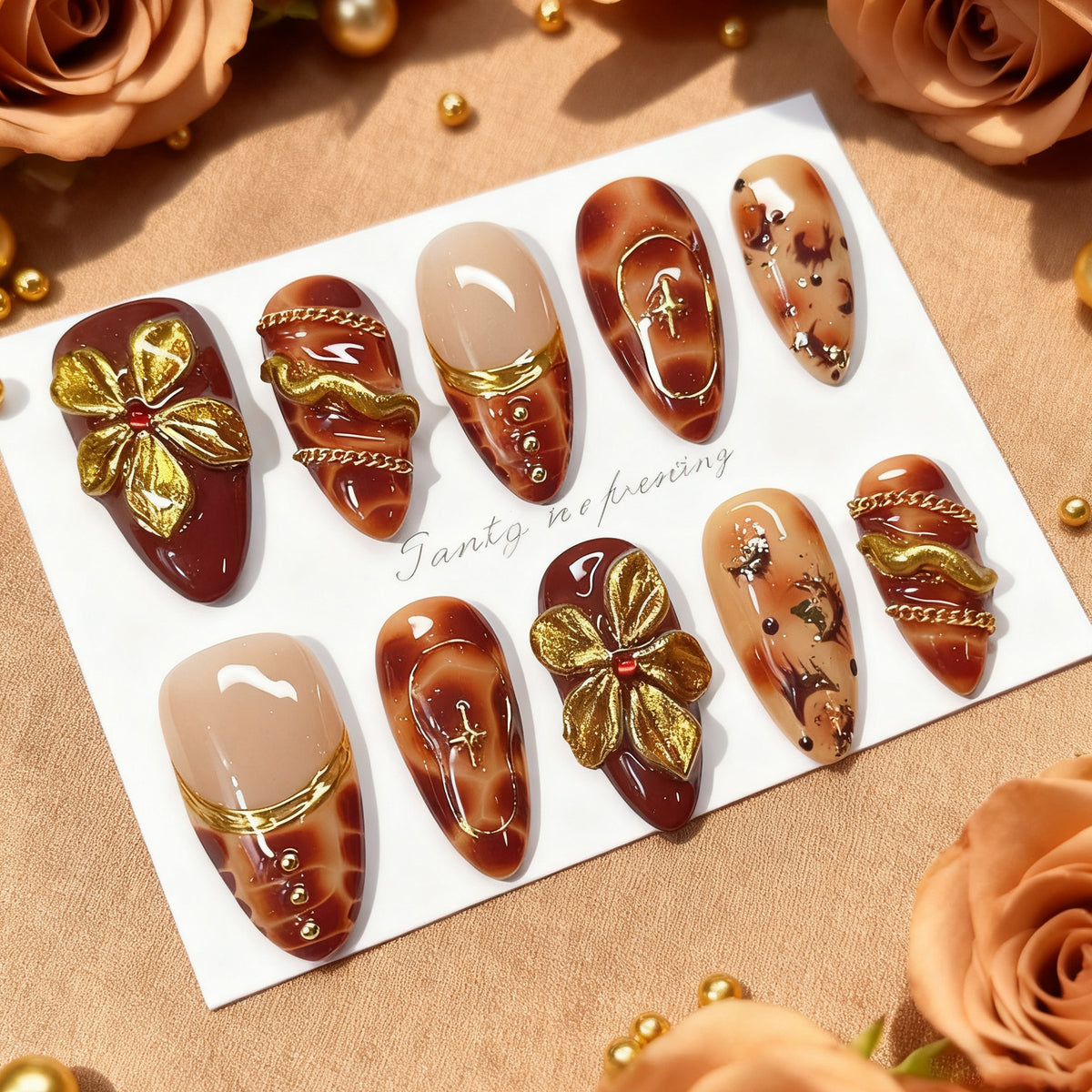 Autumn flower nails