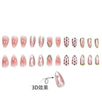 24pcs Cat-eye patterned Sparkling Diamond Short Almond Nails