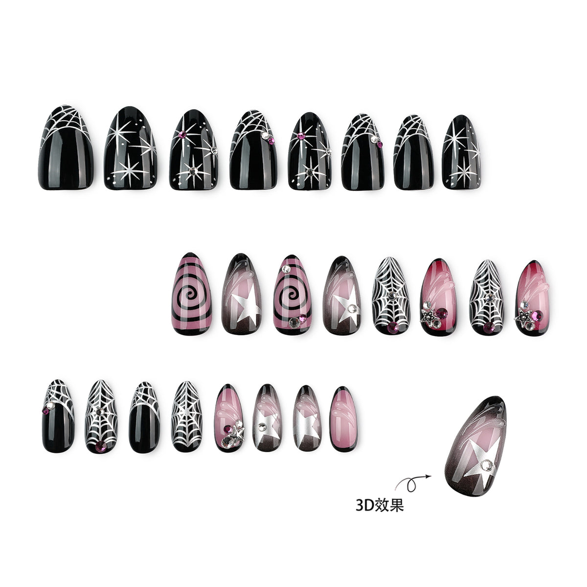 Halloween Dark 3D Nail Art Nail