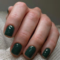 Solid-color short handcrafted press on nails Dark Green