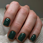 Solid-color short handcrafted press on nails Dark Green