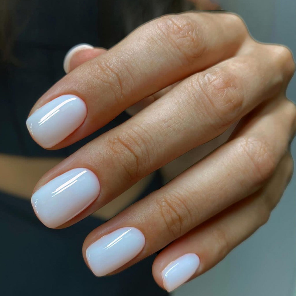 Solid-color short handcrafted press on nails White