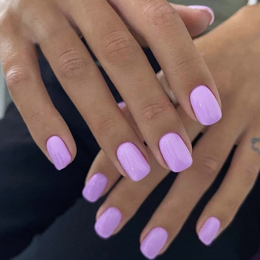 Solid-color short handcrafted press on nails Purple