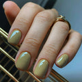 Solid-color short handcrafted press on nails Blackish green