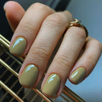 Solid-color short handcrafted press on nails Blackish green