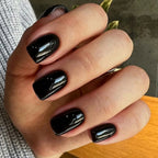 Solid-color short handcrafted press on nails Black