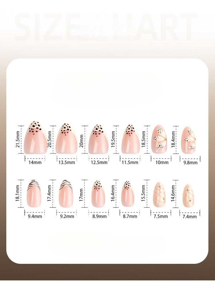 24pcs French Zebra 3D Flower Almond Nails