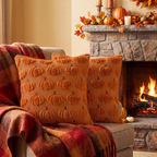 Softalker Fall Throw Pillow Covers 18x18 Set of 2 Rust Orange Pumpkin Decor
